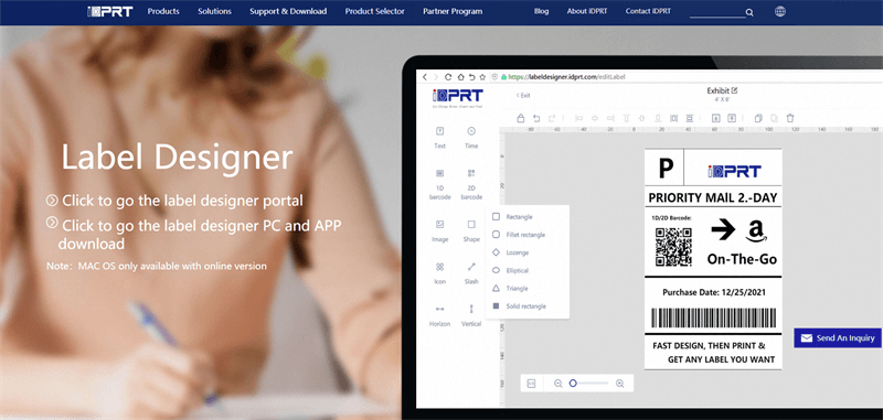 iDPRT Дизайнер етикетки Software Interface